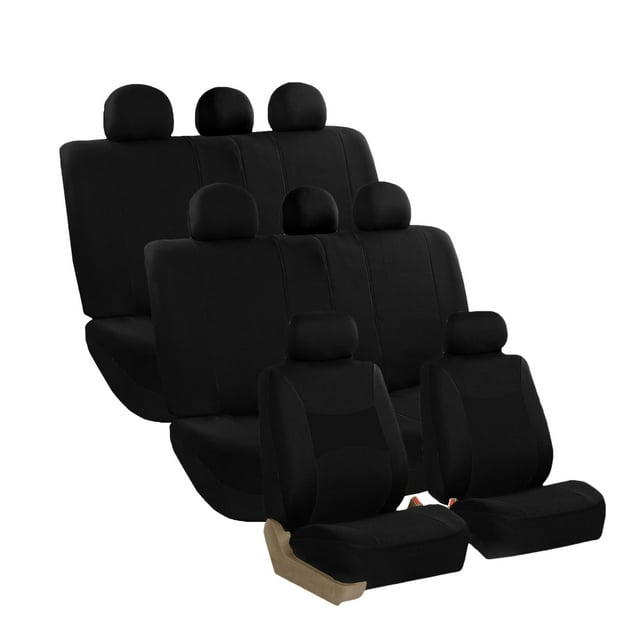 FH Group Universal Fit Car Seat Covers Flat Cloth, Split Benches for Cars, Auto, Trucks, SUV 3 Rows