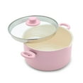 thumbnail image 1 of Stockpot GreenLife de cerámica antiadherente de 6 cuartos de galón con tapa de vidrio, color rosa, 1 of 6