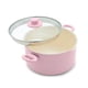 thumbnail image 1 of Stockpot GreenLife de cerámica antiadherente de 6 cuartos de galón con tapa de vidrio, color rosa, 1 of 6