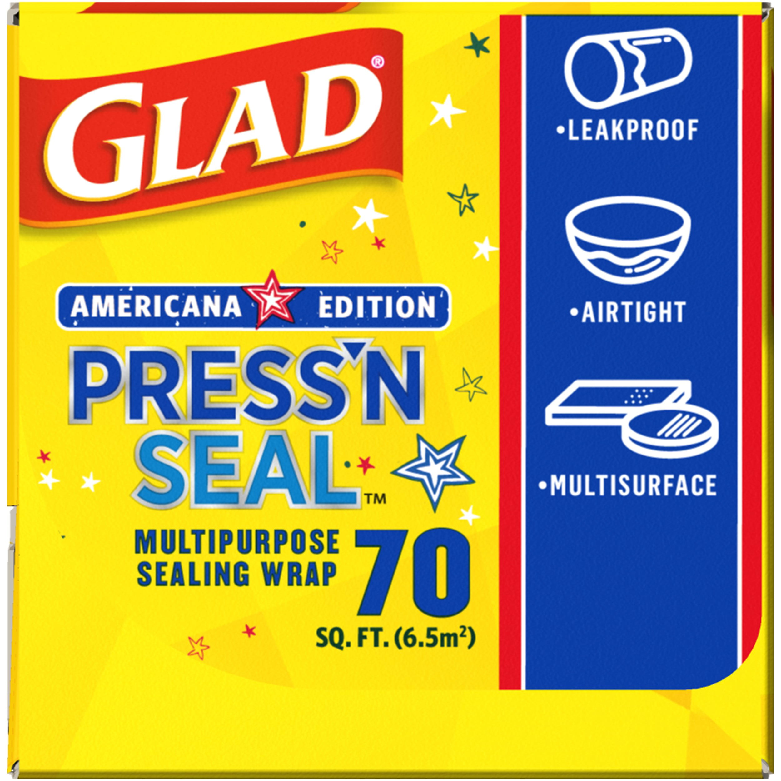 Glad Press'n Seal Food Plastic Wrap, 70 Square Foot Roll, 12 Rolls/Carton