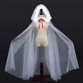 thumbnail image 4 of White Tulle Cape, Women Tulle Hooded Cape Adult Full Length Sheer Cape Vampire Elf Robe Veil Clothing Cloak, 4 of 7