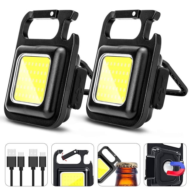 Llavero Work Light, linterna MAKDAK Cob, 800 lúmenes, paquete de 2