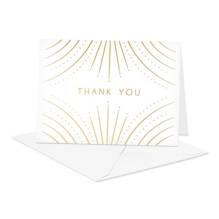American Greetings Thank You Card Stationery Notes, Gold Deco (20-Count)