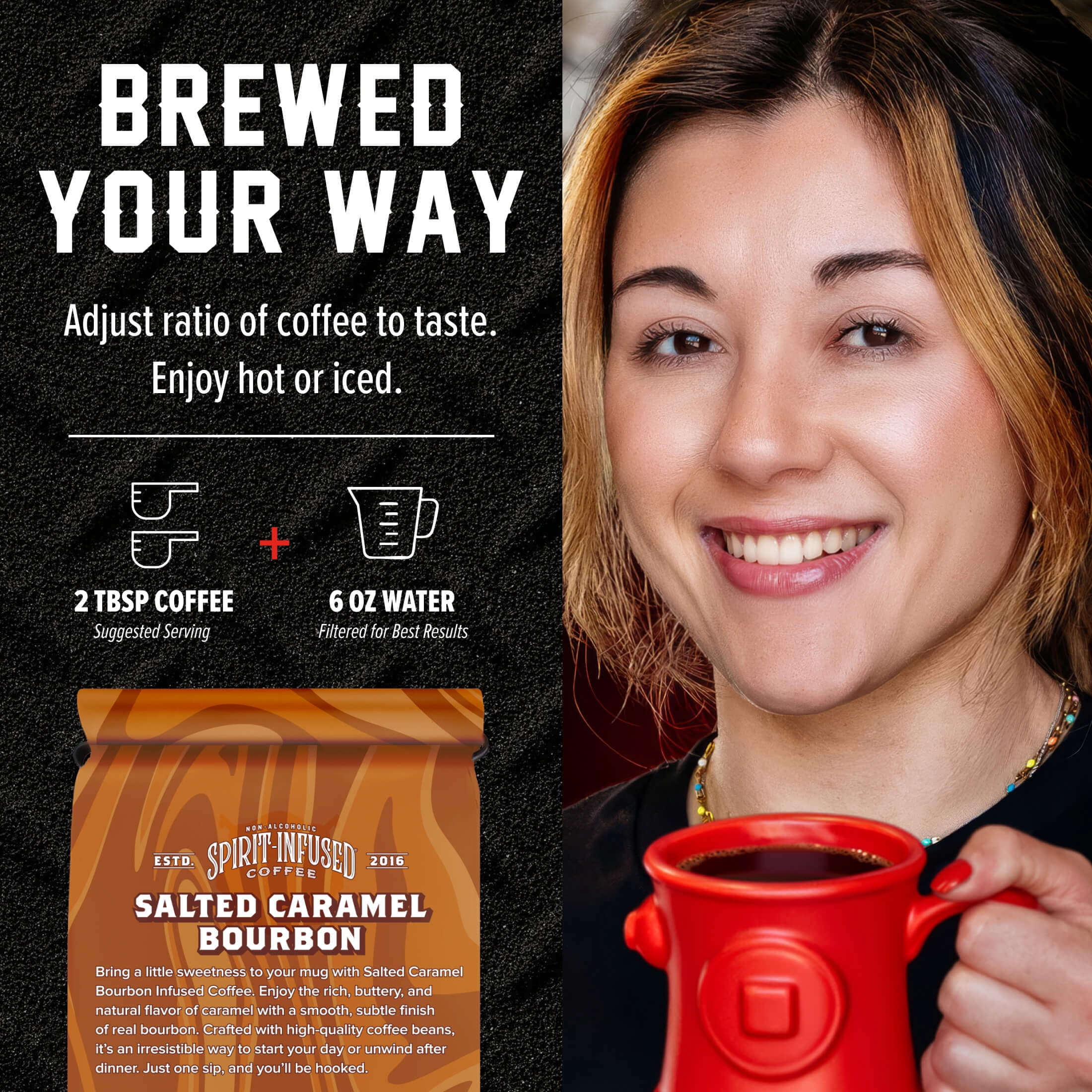 (6 pack) Fire Department Coffee, Salted Caramel Bourbon Infused, Premium Ground Coffee, Medium Roast 12 oz.