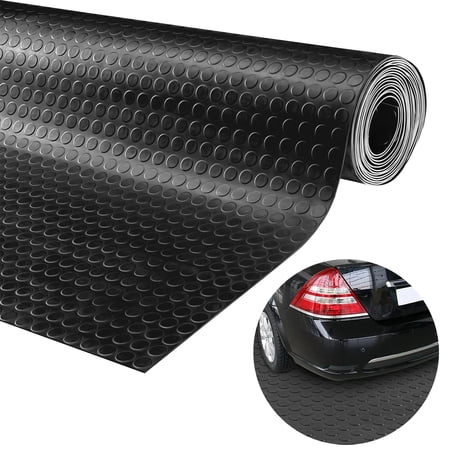 Petoto 1/8in Thick Garage Floor Mat, 3.3 x 16.4ft Rubber Mats Coin Pattern Flooring Rolls, Non-Slip Parking Mats for Under Car Workshop, Black