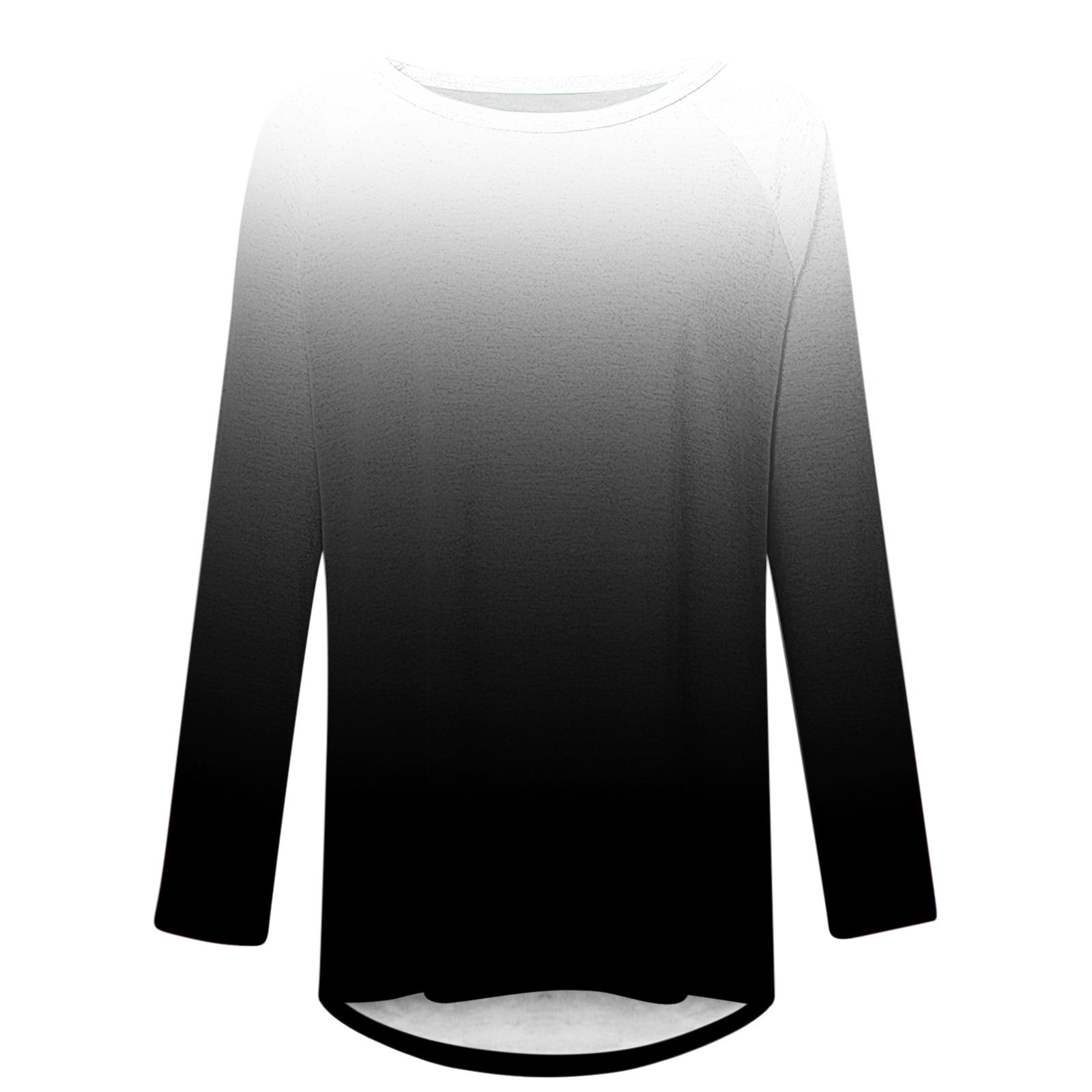 yuij12142 UYISJ Womens Blouses Tops Fall Winter Long Sleeve Tunics Shirts Gradient  Color Tops Crew Neck Loose Casual Sweatshirts for Leggings XXL