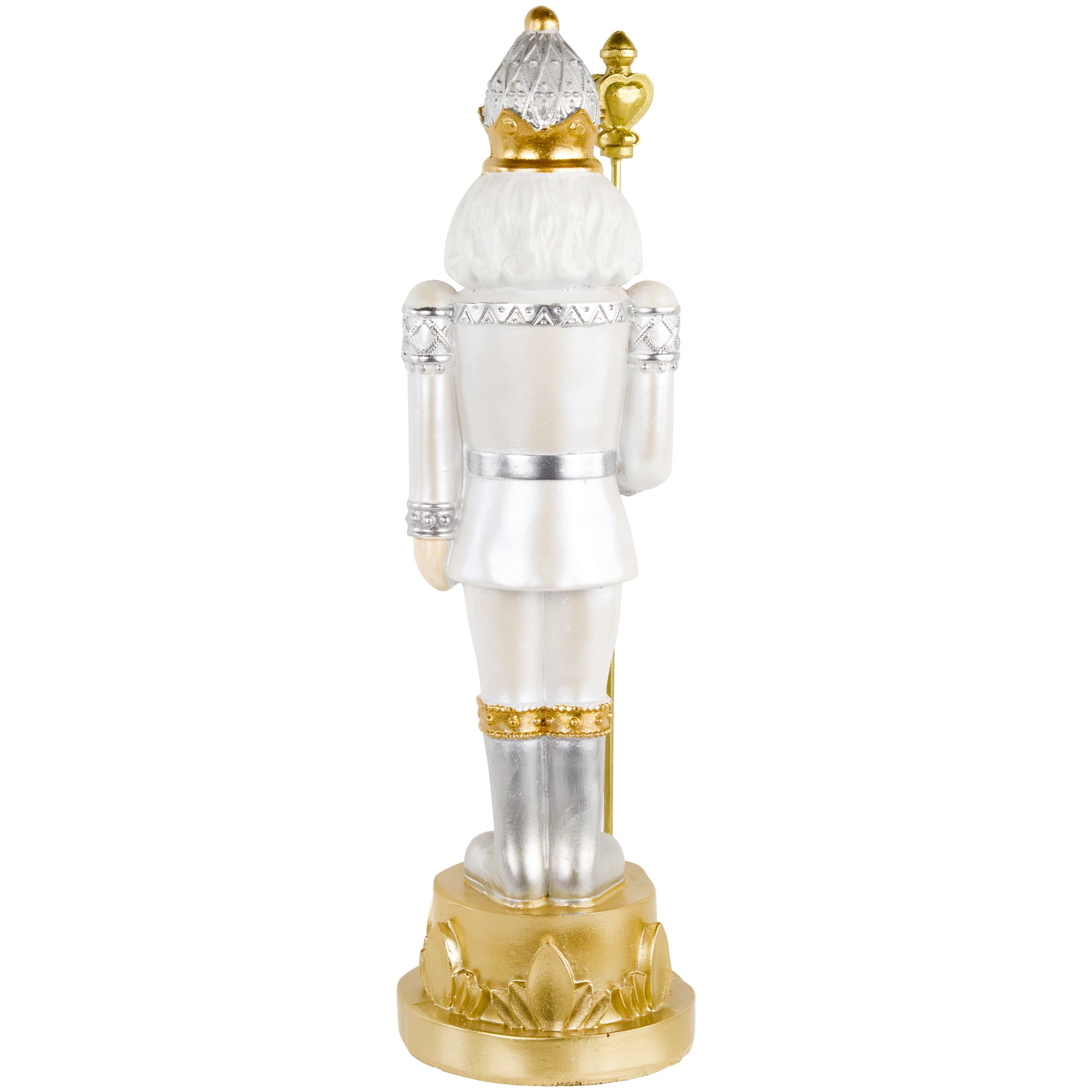 Northlight 13.5" Silver Metallic Christmas Nutcracker with Staff