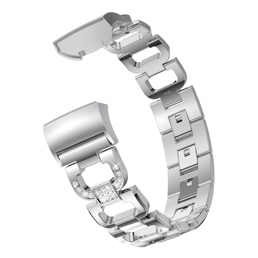 Black D Word Metal Bracelets Replacement Adjustable Straps Crystal for Fitbit Charge 3