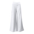 thumbnail image 4 of WTOBBY Women's Hollow Belt Detail Flared Wide Leg Pants - Office Casual Trousers with High Waist & Stretch Fabric for Professional Chic Looks,White 2XL, 4 of 5