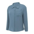 thumbnail image 5 of Beach Vacation Clothes for Women, Women Blouses, Women's Casual Long Sleeve Button-Up Shirts with Pocket and Side Slits for Everyday Wear Attire and Relaxing at the Beach, 5 of 6