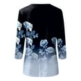 thumbnail image 3 of EHTMSAK Women's 3/4 Sleeve Tops and Blouses Plus Size Tops for Women Sexy Floral Fashion Oversized T Shirts for Women Clearance Casual Ladies Blouses Size Medium Navy 4X, 3 of 4