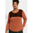 thumbnail image 2 of CASSIE LIZ Plus Size Shirts 4X Long Sleeve Womens Tops Fall Crew Neck Burnt Orange Sweatshirts Fashion Lace Loose Fit Tunics Winter Blouses Casual Pullovers 4XL 24W 26W, 2 of 4