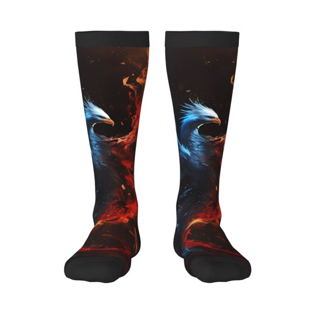 Balery Red And Blue Fire Bird Calcetines novedosos Calcetines deportivos Calcetines hasta la rodilla Calcetines de algodón Calcetines originales y geniales