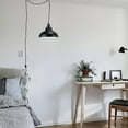 thumbnail image 5 of FSLiving Ceramic liner Lamp Socket Handle Pendant Lighting Swag with 15ft Plug-in Dimmer Switch Cord with Smart Plug Timer Modern Industrial Black Iron Circular Shape for Living Vaulted Ceiling, 5 of 9