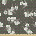 thumbnail image 2 of Floral Fabric by the Yard, Rhythmic Pattern Hand Drawn Like Ornamental Orchid Flowers Art Print, Upholstery Fabric for Dining Chairs Home Decor Accents, Dark Warm Taupe and White by Ambesonne, 2 of 5