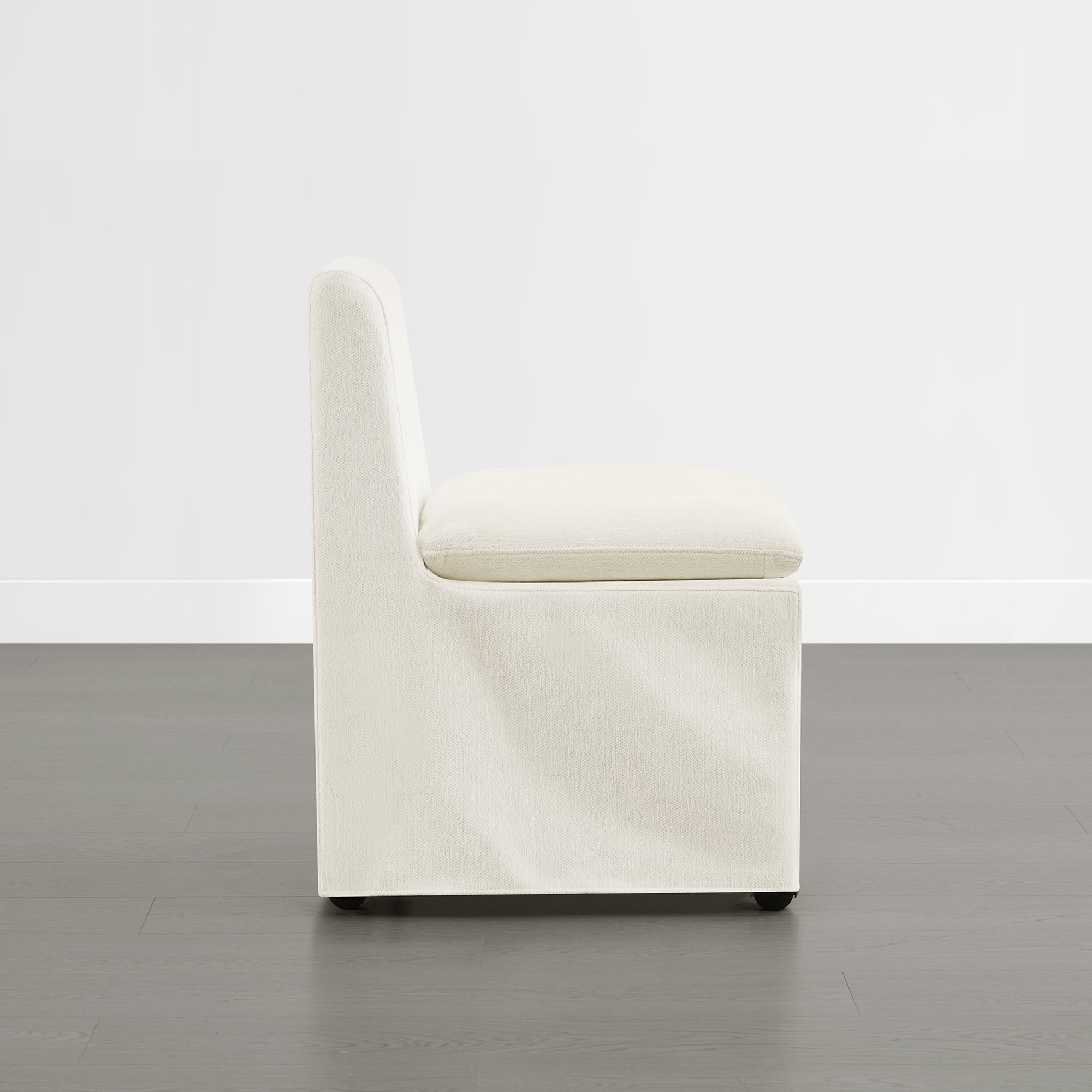 Spruce & Spring Armless Dining Chair with Casters and Washable Slipcover Set of 2, Linen in Fabric
