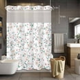 thumbnail image 5 of No Hook Shower Curtains with Snap-in Liner Set, Watercolor Floral Waterproof Hotel Style Bathroom Shower Curtain, Spring Botanical Flowers Tree Branches Breathable Mesh Top Bath Curtains 60''x72'', 5 of 9