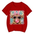 thumbnail image 2 of WOYY Girls Easter Cute Graphic Tee Short Sleeve Crew Neck T-Shirt Top for Kids, Sizes 1-13, 2 of 4