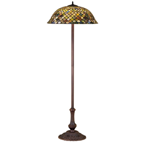 Meyda Tiffany 30456  Tiffany Fishscale Floor Lamp in Mahogany Bronze finish