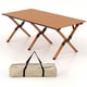 thumbnail image 4 of Costway Mesa de camping plegable de aluminio, mesa de picnic enrollable ligera con diseño de madera, mesa de playa portátil de altura baja con bolsa de transporte para camping, picnic, barbacoa, 4 of 5