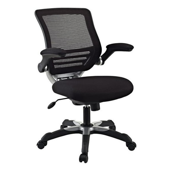 Scranton & Co Modern Sponge/Fabric Office Chair with Flip-Up Arms in Black