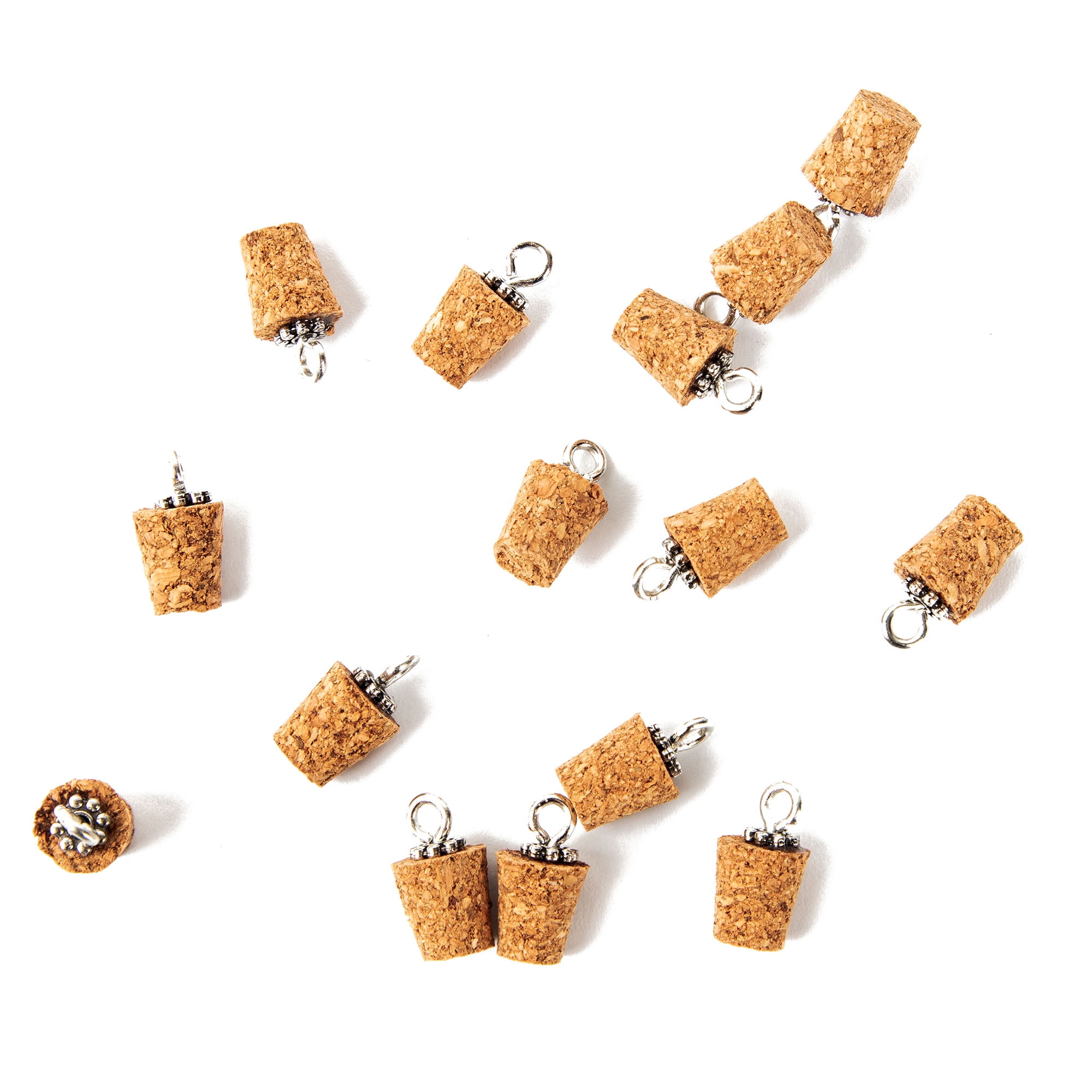 Cousin DIY Mini Glass Bottle Charm Set, Glass & Cork Jewelry Making Kit, 15 Piece, Adult, Unisex