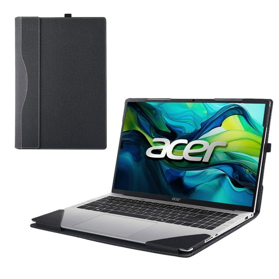 Laptop Case Cover for Acer Aspire Lite 16 (AL16-51P/AL16-52P) 16 inch[not Compatible with Any Other Model] 2-in-1 PU Leather Notebook Sleeve(Black)