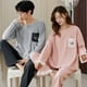 thumbnail image 2 of Pijamas de pareja para mujer, primavera y otoño, para niños, de algodón, de color liso, de manga larga, para otoño e invierno, para vivir en casa, 2 of 6