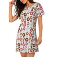 thumbnail image 2 of Disketp Colorful Donuts para Camisón Corto de Manga Corta para Mujeres, Camisón Cómodo con Escote Redondo, Bonito y Confortable, 2 of 6