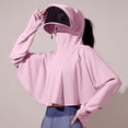 thumbnail image 2 of Viluyesy Women's UV Protection Cropped Sun Jackets UPF 50+ Full Zip Cape Hooded Coat with Face Mask for Driving Outdoor Casual Wear, 2 of 8