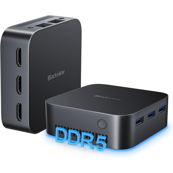 Blackview MP80 Mini PC Intel 12th N97 16GB ROM 512GB M.2 SSD Mini Desktop Computers Windows 11 Pro, Dual LAN, 3 HDMI, Blue