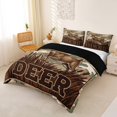 thumbnail image 2 of Castle Fairy Vintage Hunting Jumping Deer Duvet Cover Queen for Teens,Retro Camouflage Wildlife Queen Bedding,Green Brown Beige,Black Reversible,3-Piece,No Comforter,1 Duvet Cover and 2 Pillowcases, 2 of 5