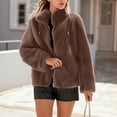 thumbnail image 4 of Women's Double-Faced Fleece Jacket, Stand Collar Zip Up Coat, Thickened Plush Lined Outerwear for Women, Soft Winter Jacket with Full Zipper, Warm Casual Long Sleeve Top Brown L, 4 of 6
