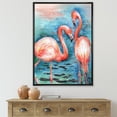 thumbnail image 2 of Designart 'Pink Flamingos Love Birds In Blue Water I' Farmhouse Framed Canvas Wall Art Print, 2 of 5