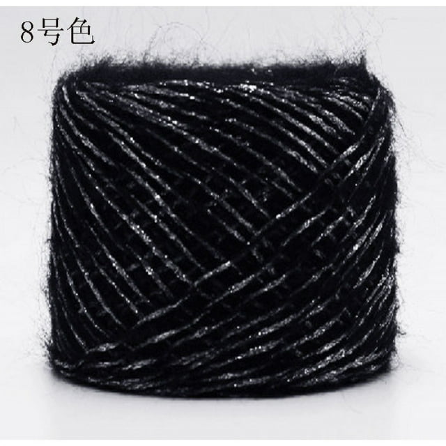 Zhuge Hilo de lana suave y brillante de 200 g, mezcla súper suave y esponjosa para tejer, tejer a telar y tejer a máquina, hilo multicolor para tejer, negro y plateado