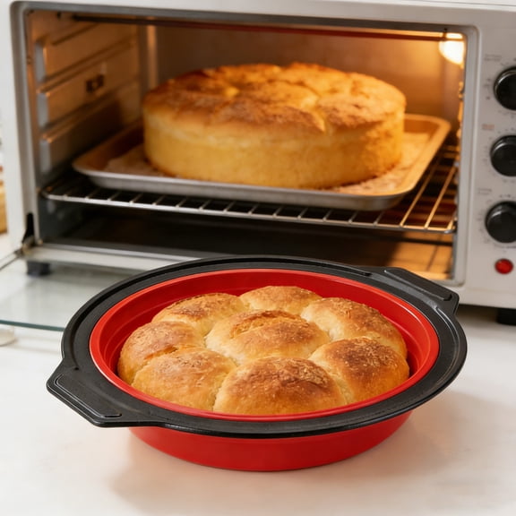 Round Cake Pan, Non-Stick Baking Pan for Oven, Versatile Cake Mold for Baking, Easy Clean Kitchen Bakeware, Red