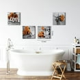 thumbnail image 3 of Burnt Orange Wall Art Retro Orange Flower Wall Decor for Bedroom Bathroom Rose Love Sign Canvas Print Pictures Romantic Floral Painting Modern Artwork Wood Grain Background Home Decoration 16x16 4Pcs, 3 of 6