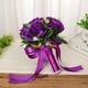 thumbnail image 5 of Inteprter Ramo de dama de honor para novia, rosa artificial con cinta de seda, para el hogar, habitación, novia, flores, accesorios para fiesta de Decoración Púrpura Inteprter HA083775-04, 5 of 6