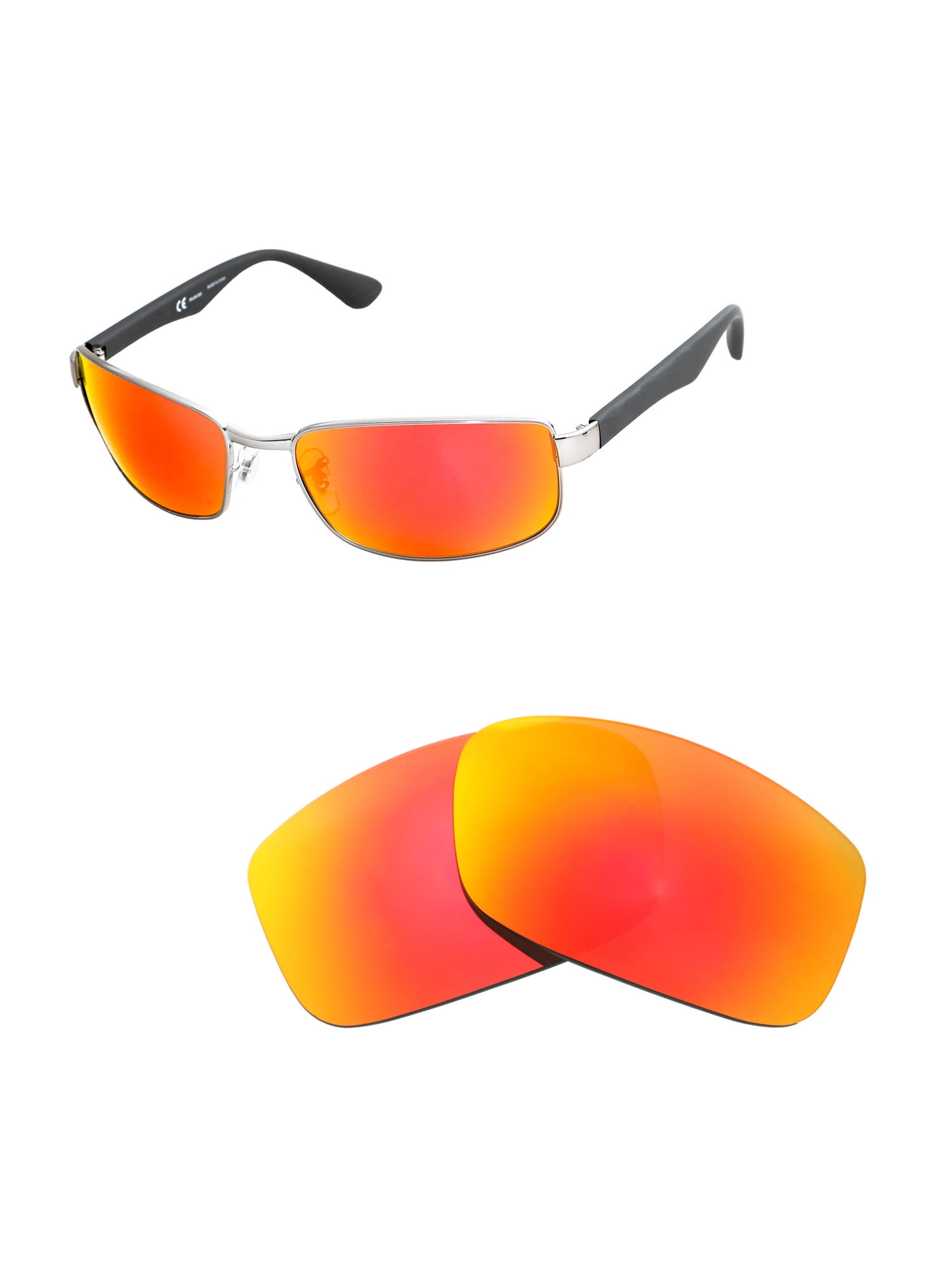 Walleva Fire Red Polarized Replacement Lenses For Ray Ban Rb3478 60mm Sunglasses Walmart Com
