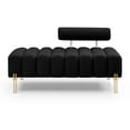 thumbnail image 4 of LoLado 53.2" Modern Sherpa Fabric Upholstered 2-Seater End of Bed Bench Sofa with Gold Legs - Versatile Fuzzy Ottoman for Bedroom, Living Room, or Entryway, Black, 4 of 8