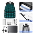 thumbnail image 6 of Haiem Teal On Black Plaid Lightweight Backpack for School, Classic Basic Water Resistant Casual Daypack for Travel with Bottle Side Pockets, 6 of 8