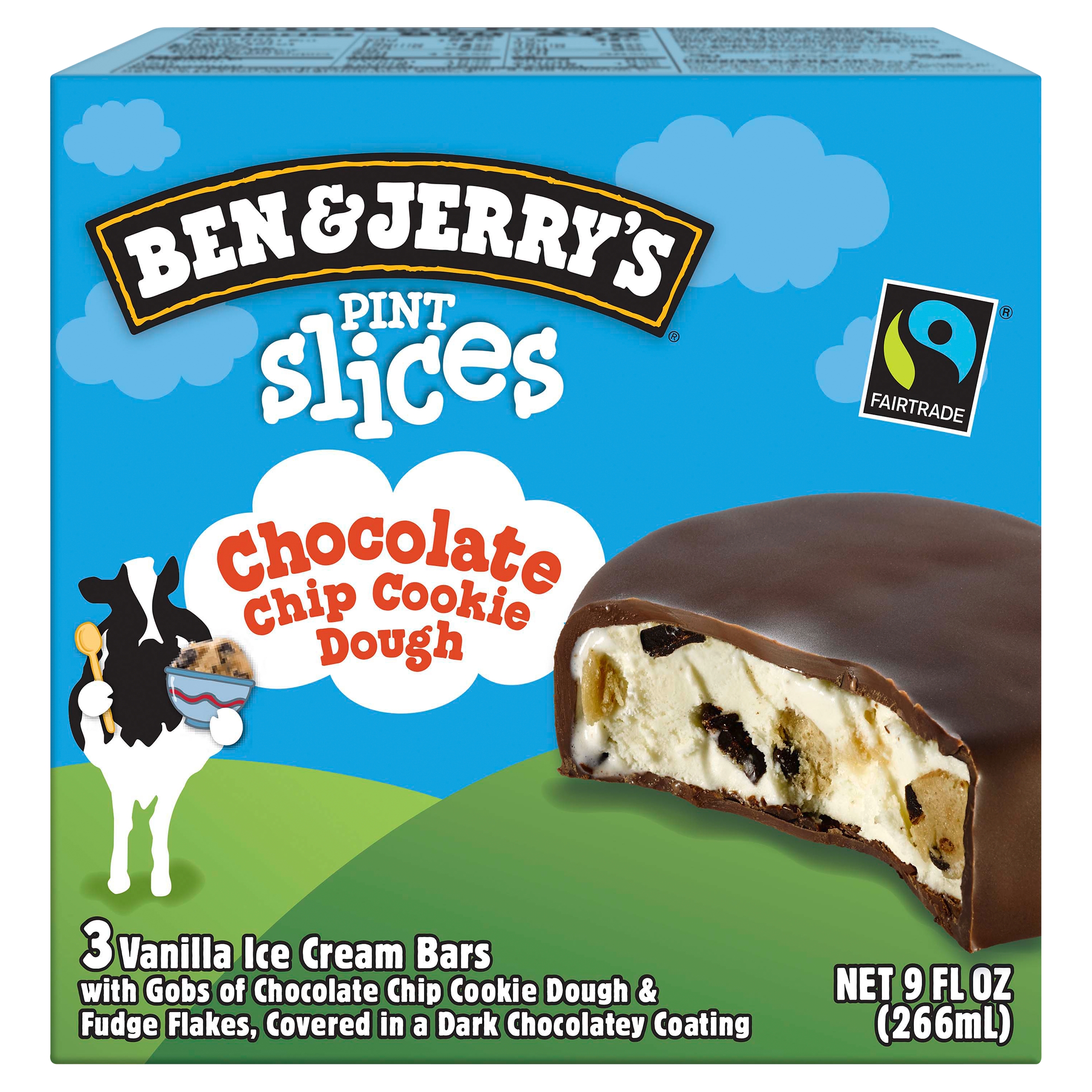 Ben Jerry s Pint Slices Ice Cream Bars Chocolate Chip Cookie Dough 9 