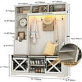 thumbnail image 3 of ChVans 75''H LED Farmhouse Hall Tree with Bench and Shoe Storage, White Hall Tree with Storage Bench, 16 Shoe Cabinet, Umbrella Holder&Sock Storage Drawer, Mudroom, Hallway, Entryway Furniture, 3 of 9