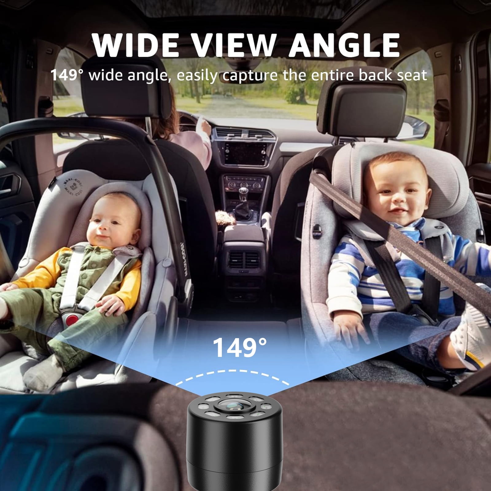 Baby Car Mirror with Night Vision Feature, View Infant in Rear Facing Seat, Wide Crystal Clear View