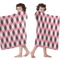 thumbnail image 4 of Pink and Black Argyle Pattern Hooded Bath Towel，60"x35" for Ages 3 To 12 Kids, Quick Dry Lightweight Soft Microfiber Hood Beach Towel Cover Up for Kids, 4 of 7