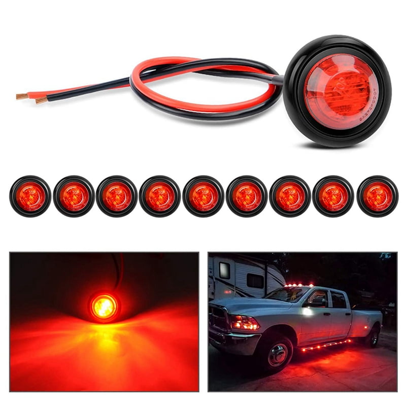 10Pcs 3/4 Inch Round LED Clearance Lights Truck Side Lights LED Side