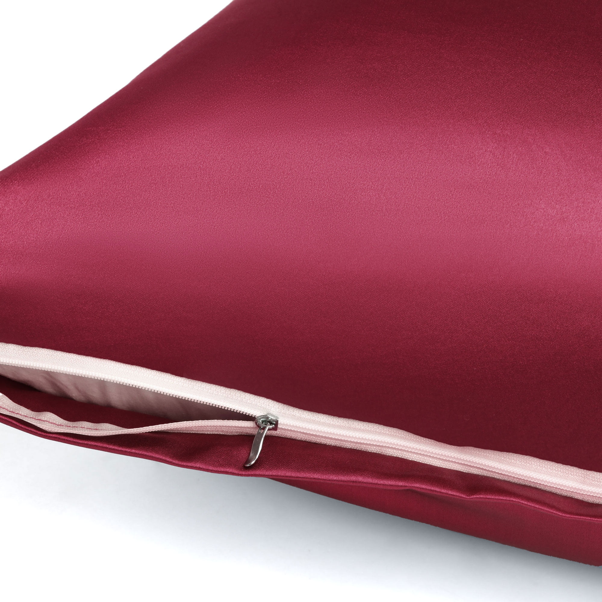 Unique Bargains Zipper Closure 1 PC Satin Body Pillowcases Burgundy 20"x72"