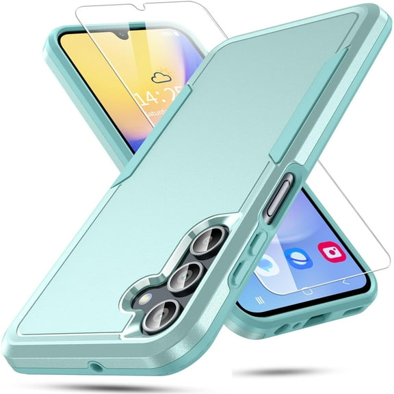 for Samsung Galaxy A15 5G Case, [2 in 1] Galaxy A15 5G Case with [9H Tempered Glass Screen Protector][10FT  Grade Shockproof][Heavy Duty Protection] Galaxy A15 5G Phone Case (Teal)