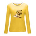 thumbnail image 3 of Pompotops Mode T-shirt Blouse à Manches Longues Col Rond Imprimé Décontracté pour Femmes, 3 of 4