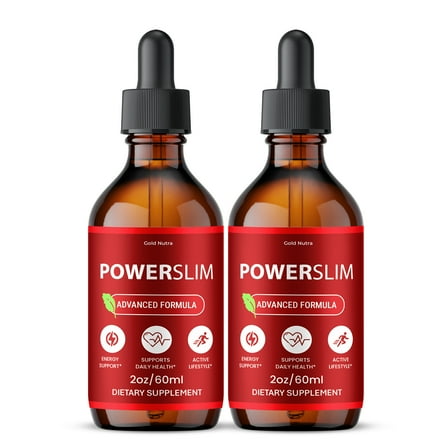 PowerSlim Drops Liquid Supplement, Power Slim Supplement, All Natural Formula, Overall Wellness & Energy 60 mL (2 Pack)